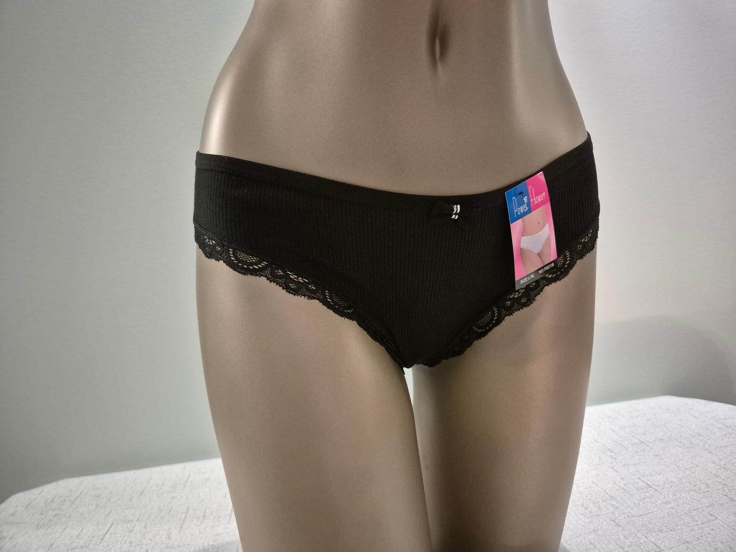 Slip en Coton et Dentelle CAPUCINE 60118 Noir (FY)