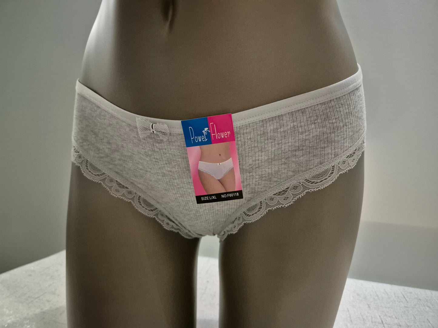 Slip en Coton et Dentelle CAPUCINE 60118 Gris (FY)
