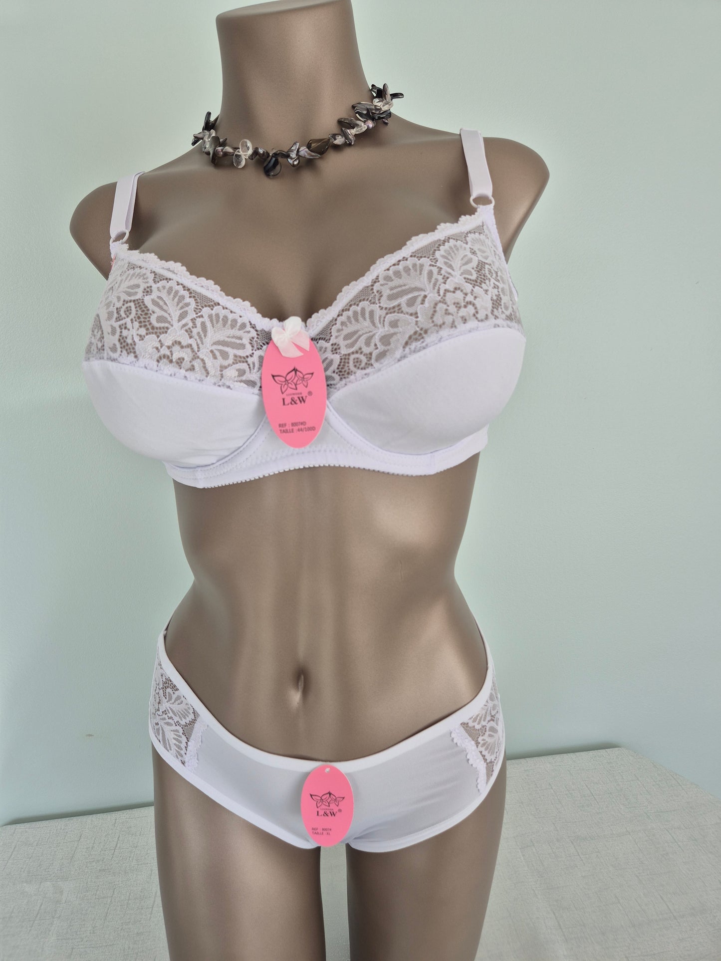 Ensemble Soutien-gorge et Slip CALLIE 8007 Blanc (LL)