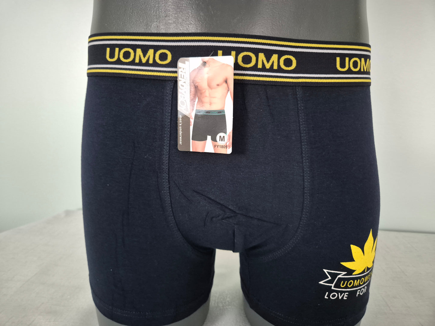 Boxer Homme JULES Bleu motif Jaune 1805 (FY)