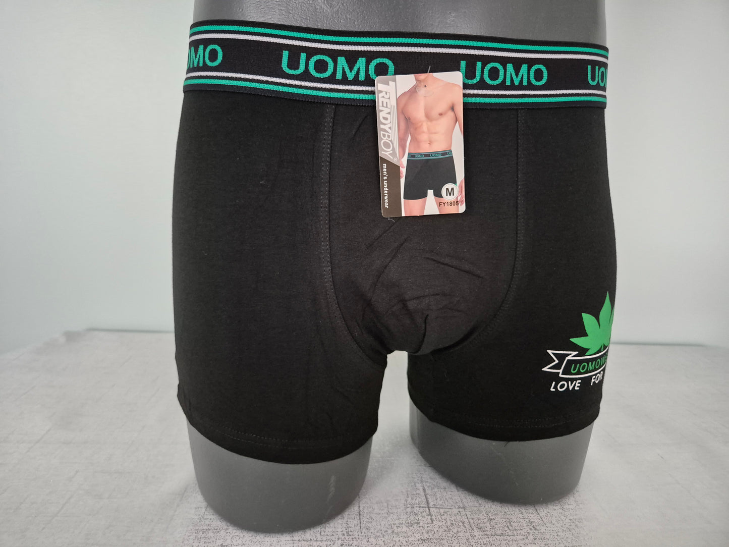 Boxer Homme JULES Noir motif Vert 1805 (FY)