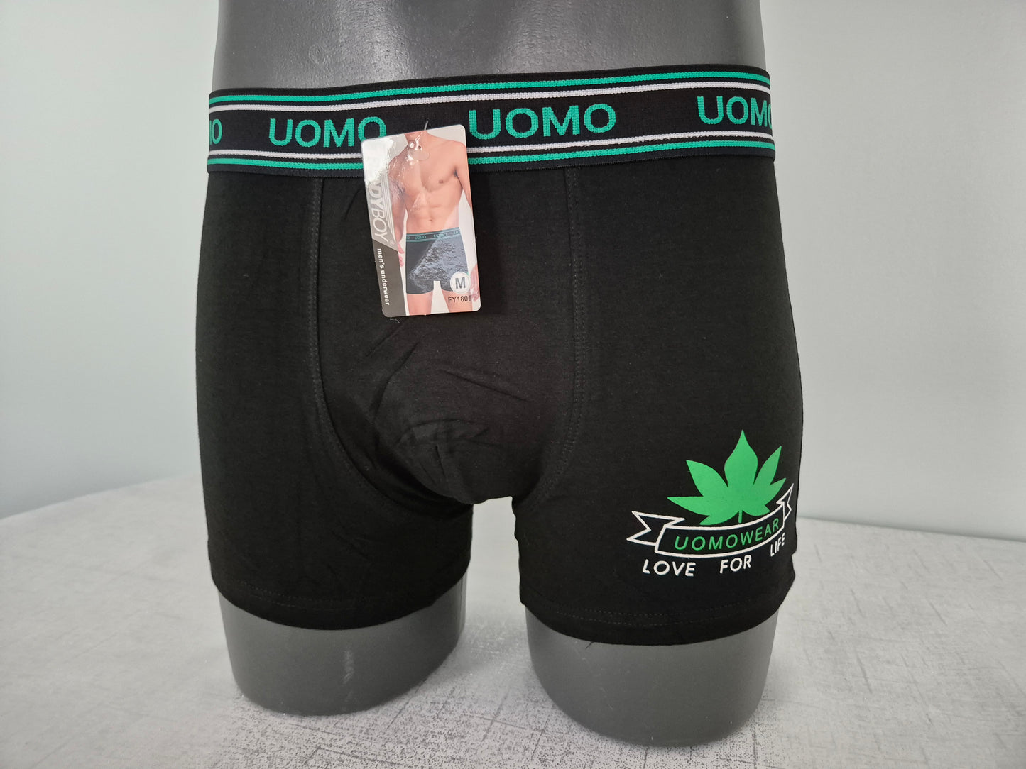 Boxer Homme JULES Noir motif Vert 1805 (FY)
