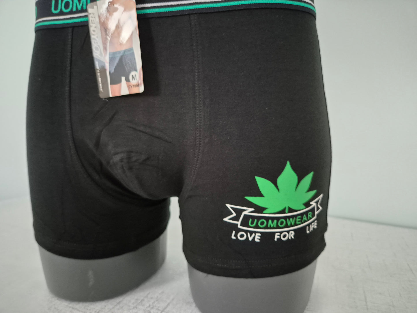 Boxer Homme JULES Noir motif Vert 1805 (FY)
