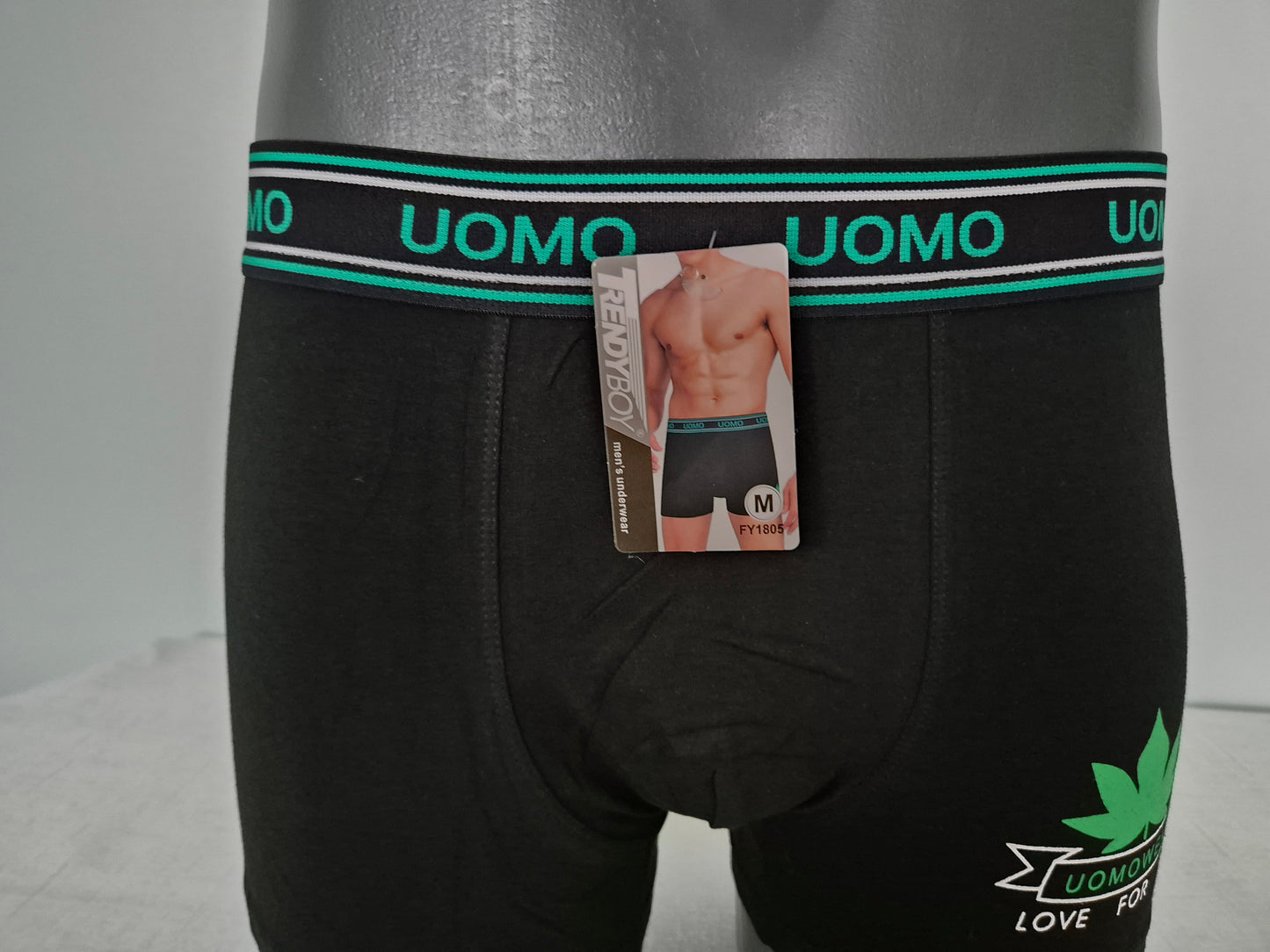 Boxer Homme JULES Noir motif Vert 1805 (FY)