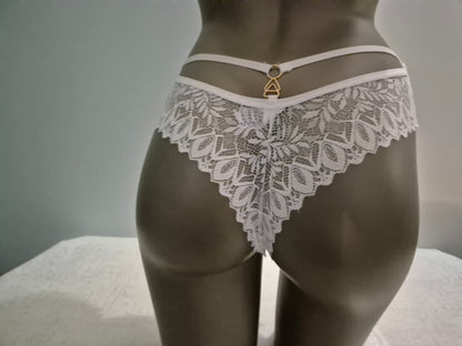 Tanga en Coton et dentelle Noémie 80558 Blanc (FY)