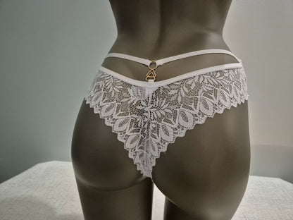 Tanga en Coton et dentelle Noémie 80558 Blanc (FY)