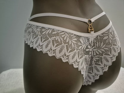 Tanga en Coton et dentelle Noémie 80558 Blanc (FY)