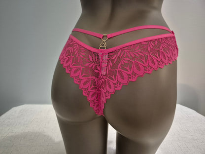 Tanga en Coton et dentelle Noémie 80558 Rose (FY)