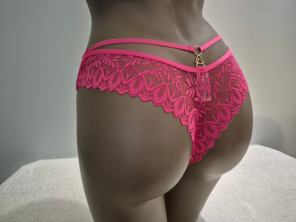 Tanga en Coton et dentelle Noémie 80558 Rose (FY)