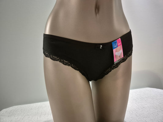 Slip en Coton et Dentelle CAPUCINE 60118 Noir (FY)
