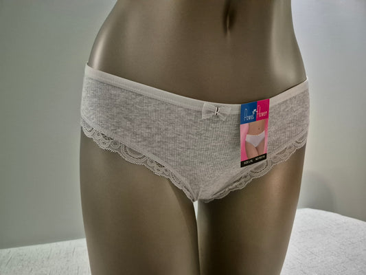 Slip en Coton et Dentelle CAPUCINE 60118 Gris (FY)