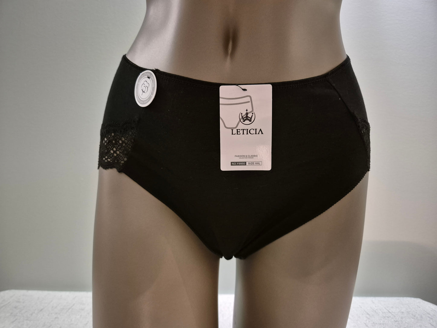 Slip en Coton et Dentelle LETICIA 9950 Noir (LZ)