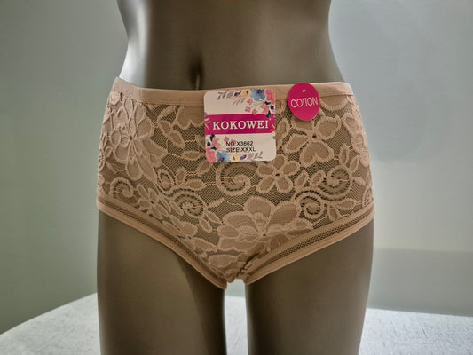 Culotte en Coton et dentelle COLINE 3662 Rose Poudré (LZ) GRANDE TAILLE