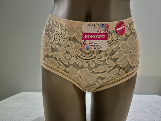 Culotte en Coton et Dentelle COLINE 3662 Beige (LZ) GRANDE TAILLE