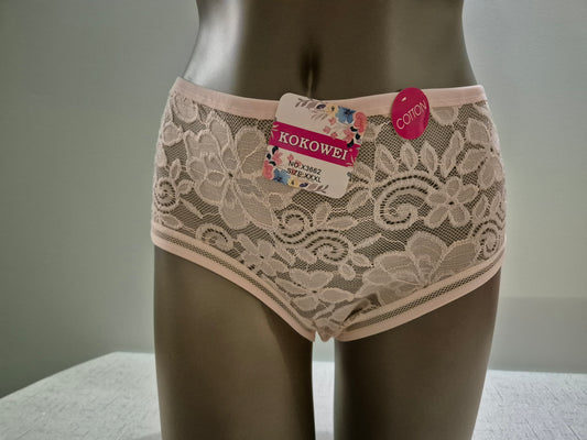 Culotte en Coton et Dentelle COLINE 3662 Rose (LZ) GRANDE TAILLE