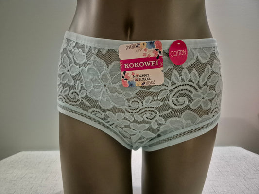 Culotte en Coton et Dentelle COLINE 3662 Vert (LZ) GRANDE TAILLE