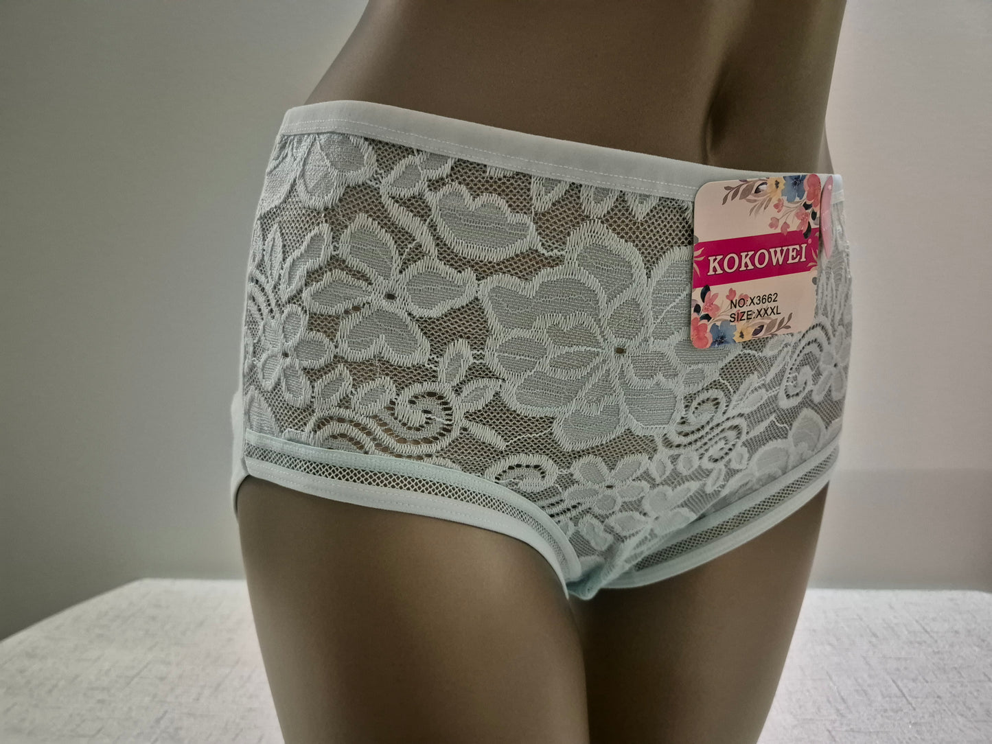 Culotte en Coton et Dentelle COLINE 3662 Vert (LZ) GRANDE TAILLE