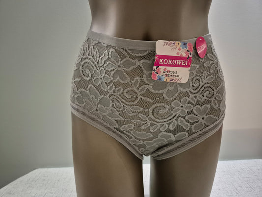 Culotte en Coton et Dentelle COLINE 3662 Gris (LZ) GRANDE TAILLE