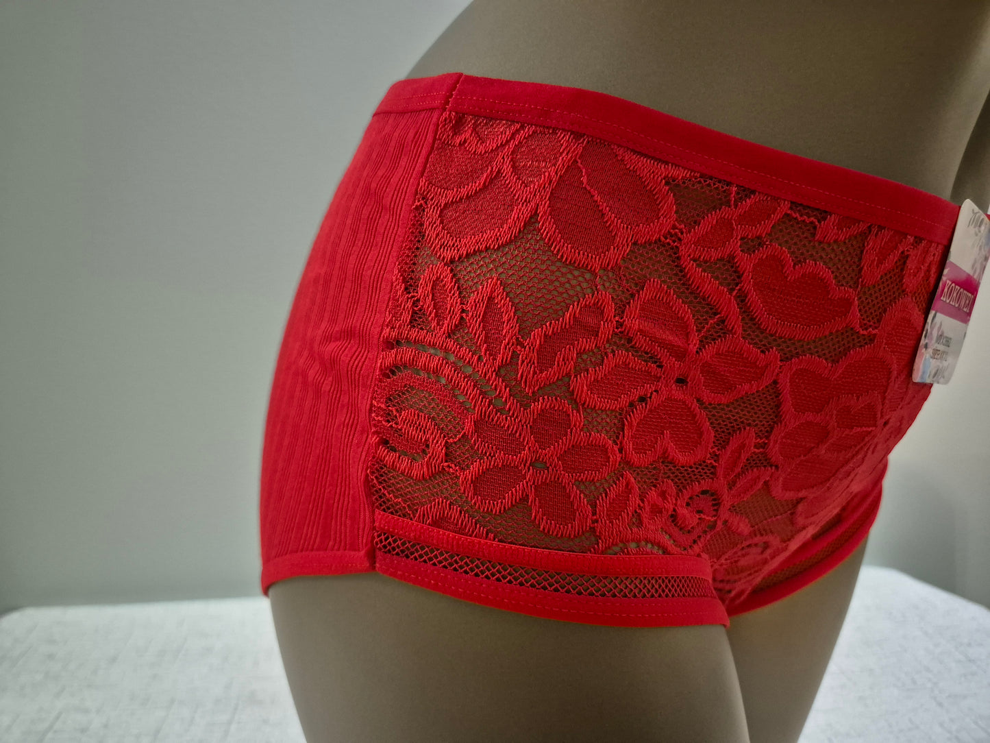 Culotte en Coton et Dentelle COLINE 3662 Rouge (LZ) GRANDE TAILLE