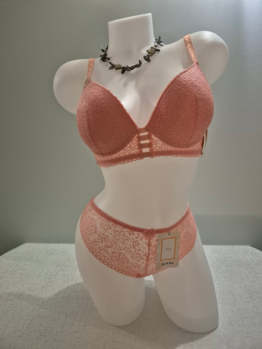 Ensemble soutien-gorge Push up et tanga LILOU 185 rose Pastel (LZ)
