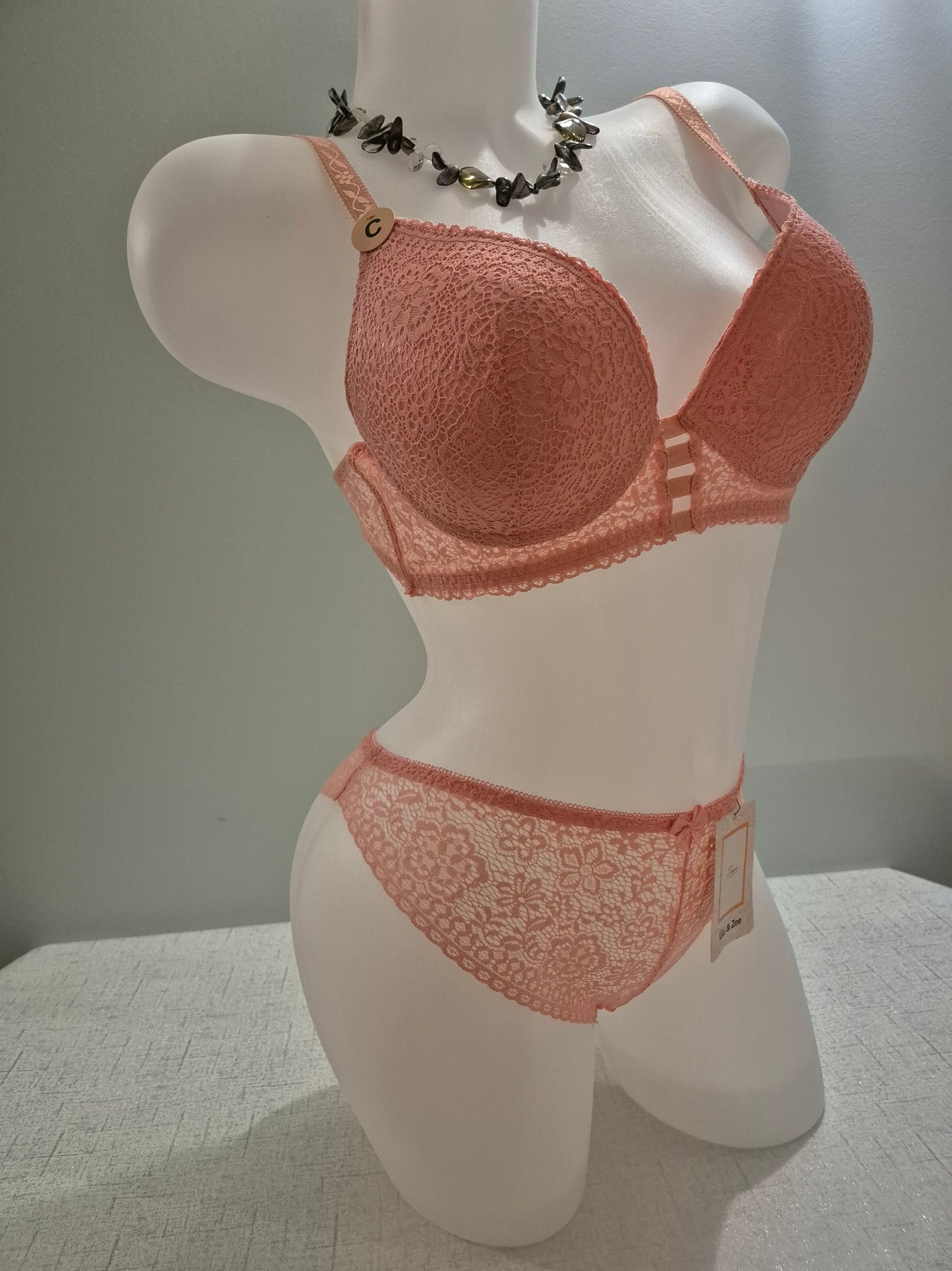 Ensemble soutien-gorge Push up et tanga LILOU 185 rose Pastel (LZ)