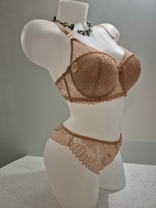 Ensemble soutien-gorge push up et tanga JULIE 232 Rose Poudré (LZ)