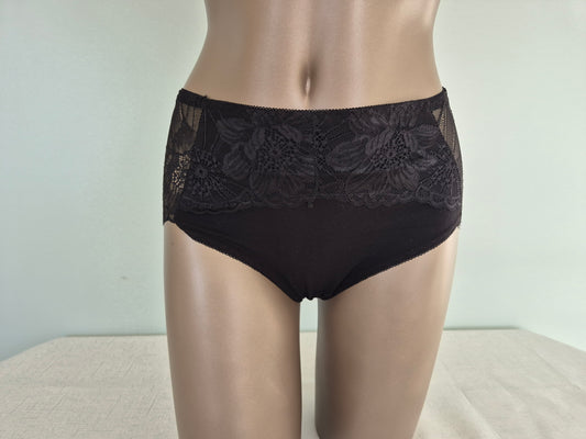 Slip en Coton et Dentelle MARTINE 84034 Noir (LL)