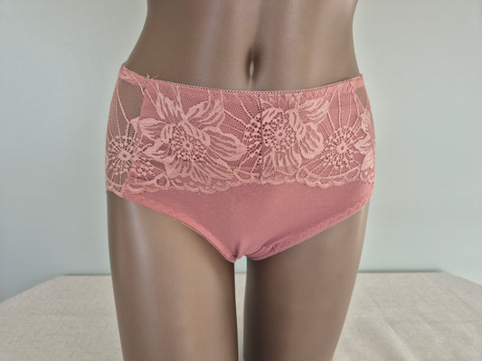 Slip en Coton et Dentelle MARTINE 84034 Rose (LL)