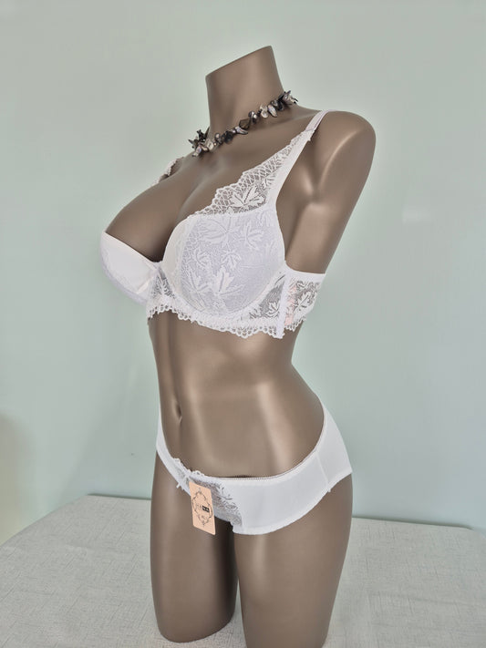 Ensemble soutien-gorge push up et slip ZELIE 25207 BLANC (LL)