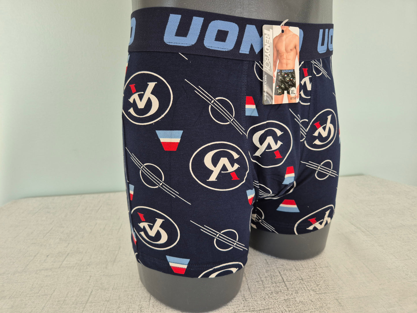 Boxer Homme GABIN bleu motifs Rouge 758 (FY)