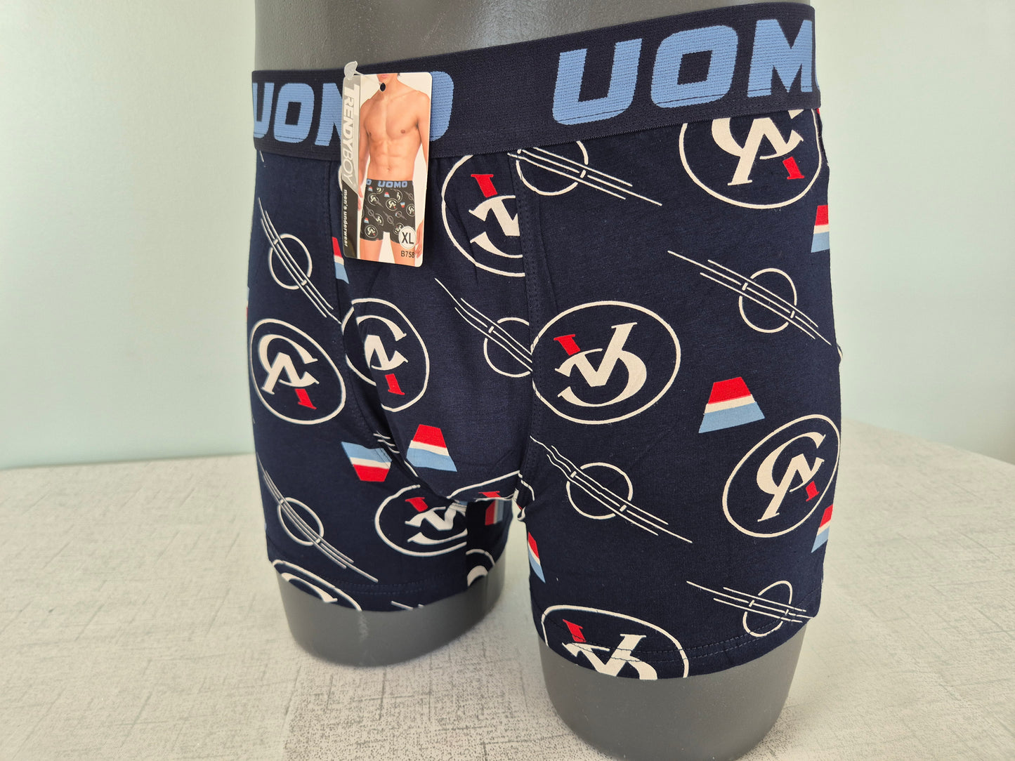 Boxer Homme GABIN bleu motifs Rouge 758 (FY)