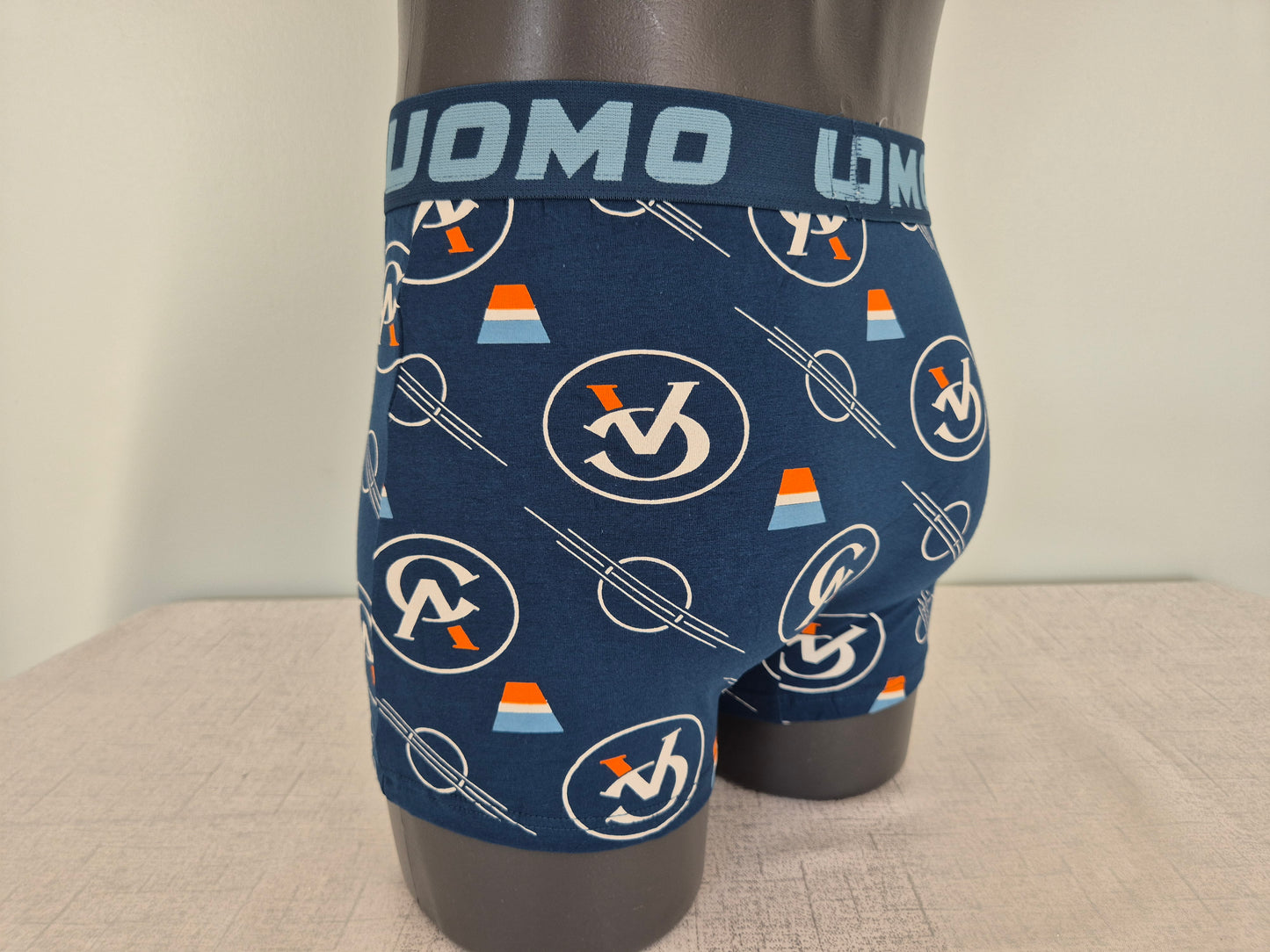Boxer Homme GABIN Bleu motifs Orange 758 (FY)