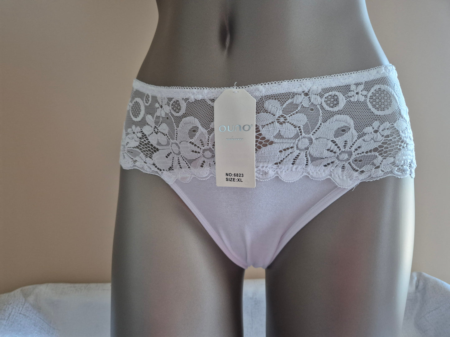 Slip en Coton et Dentelle GINA 6823 Blanc (FY)