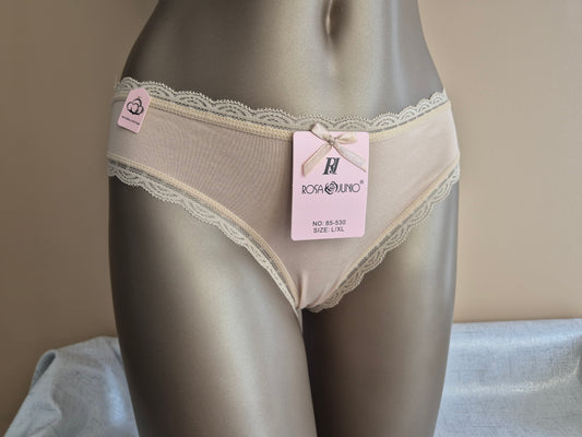 Slip en Coton Naturel et Dentelle MAYA 85530 Beige  (LL)