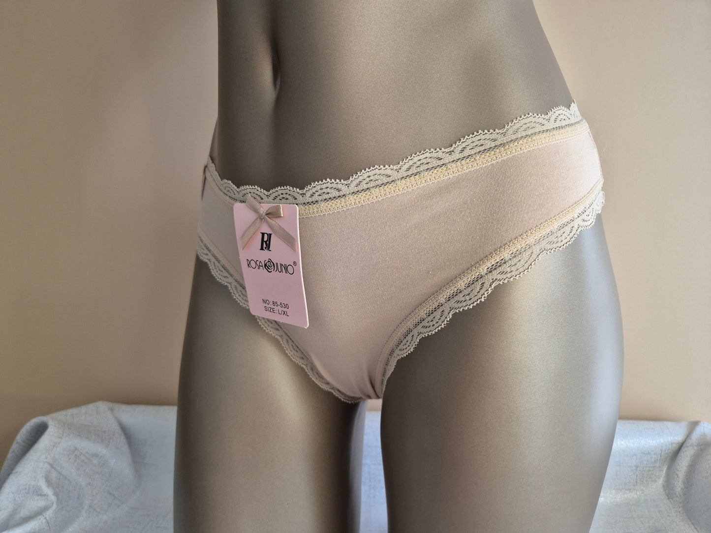 Slip en Coton Naturel et Dentelle MAYA 85530 Beige  (LL)