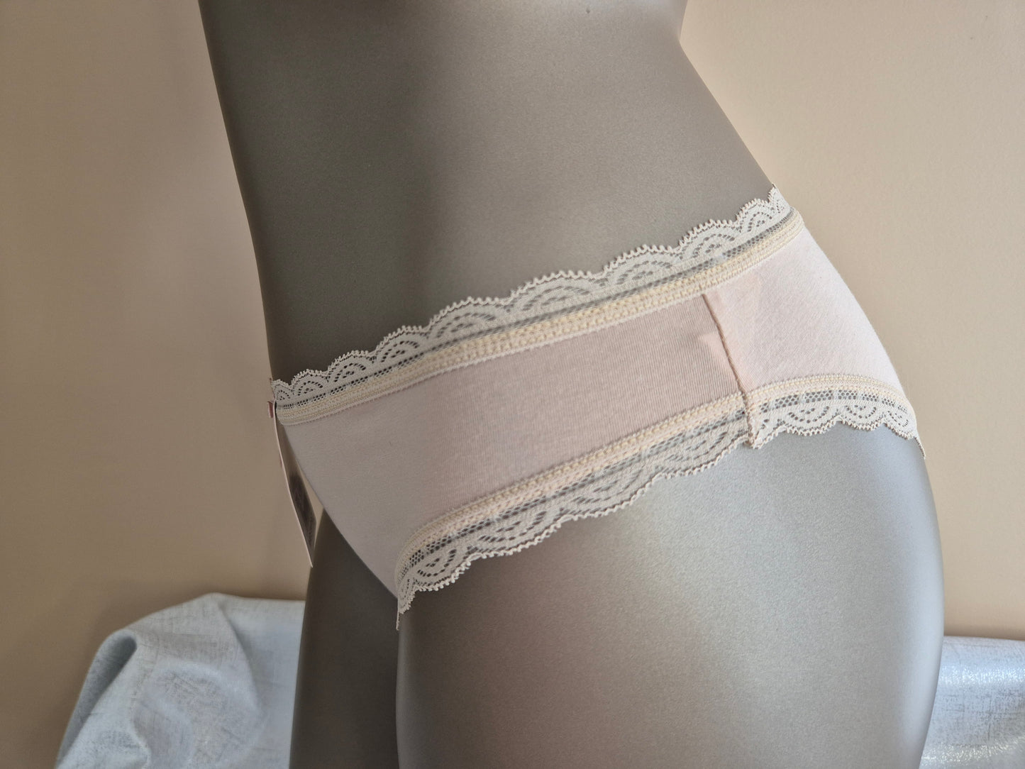 Slip en Coton Naturel et Dentelle MAYA 85530 Beige  (LL)
