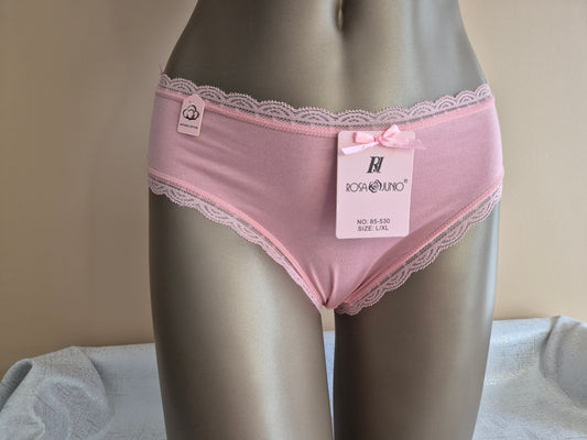 Slip en Coton Naturel et Dentelle MAYA 85530 Rose (LL)