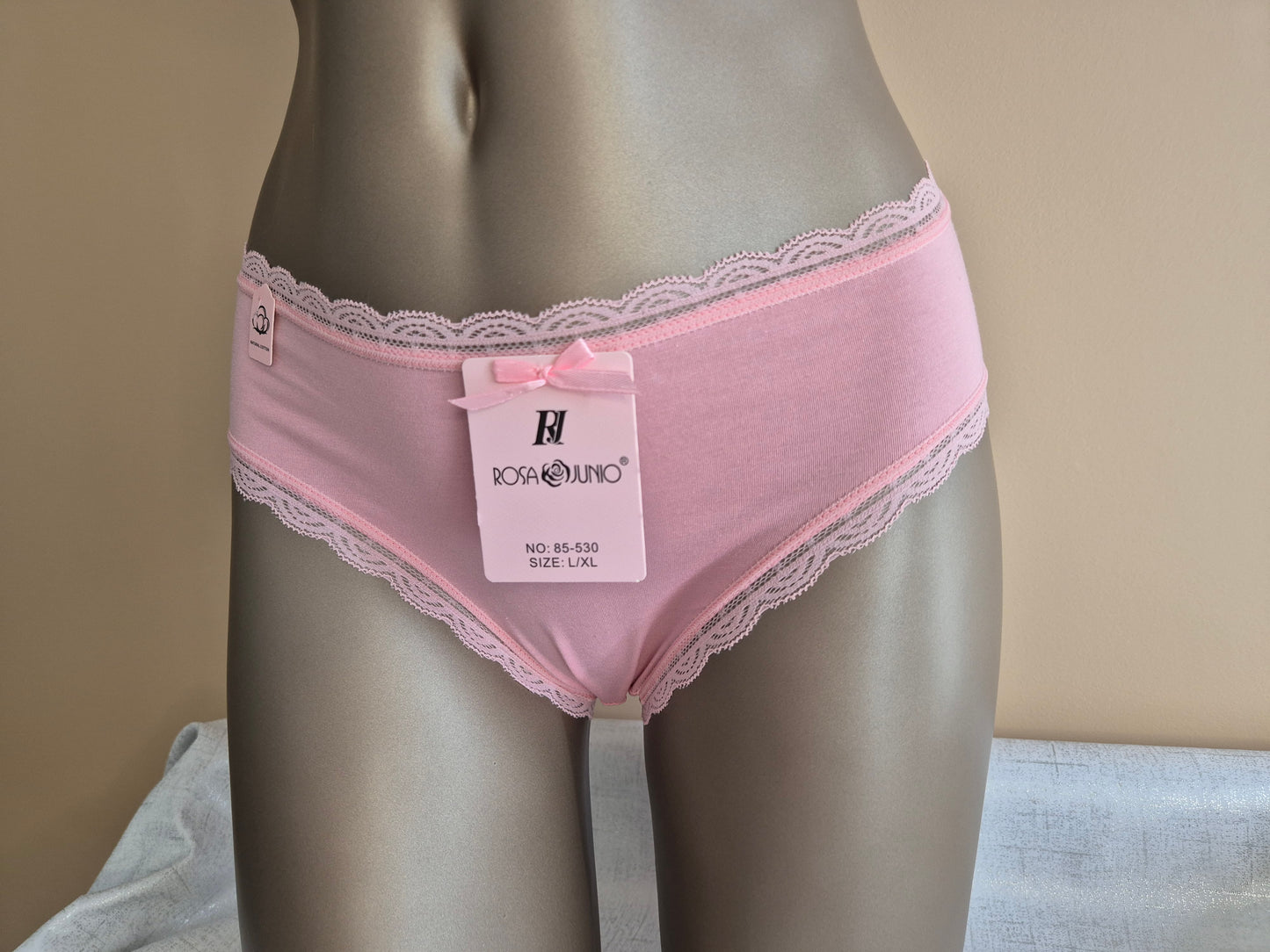 Slip en Coton Naturel et Dentelle MAYA 85530 Rose (LL)