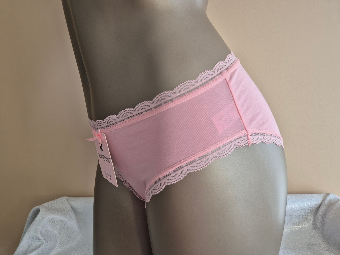 Slip en Coton Naturel et Dentelle MAYA 85530 Rose (LL)