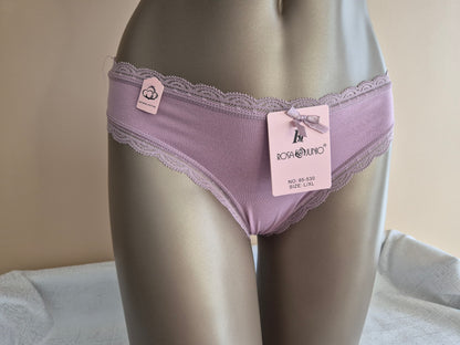 Slip en Coton Naturel et Dentelle MAYA 85530 Lilas (LL)