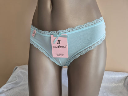 Slip en Coton Naturel et Dentelle MAYA 85530 Vert (LL)