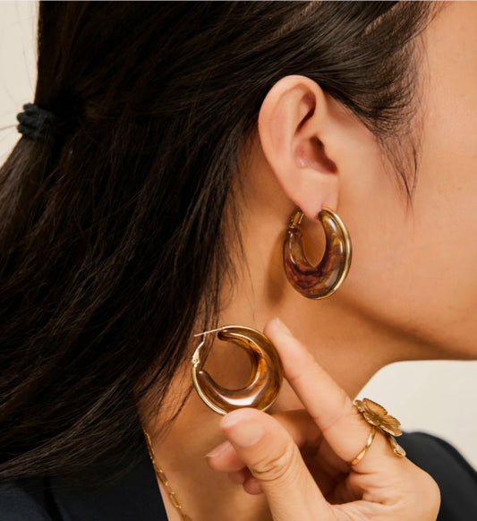 Boucles d'Oreilles VALERY Blanc, Noir ou Marron 🌸